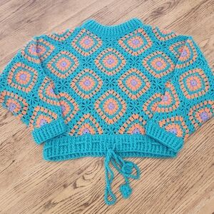 POL Colorful Crochet Women's Sweater